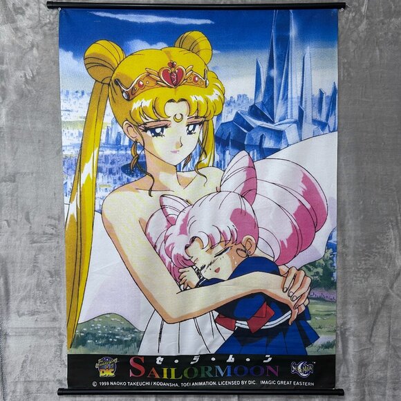 Sailor Moon Wall Scroll - Neo Queen Serenity and Rini/Chibi-Usa Vintage 1998 DiC - Picture 1 of 16